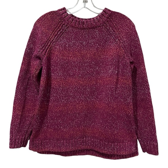 Lands End Small Fushia Heathered Crewneck Long Sleeve Fall Winter Sweater R7 - Picture 1 of 4